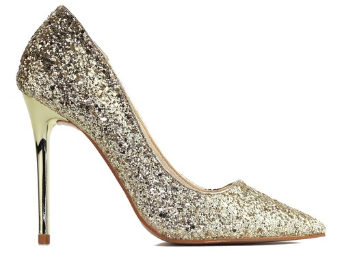 Goldene glitzer high heels - glitzer-high,